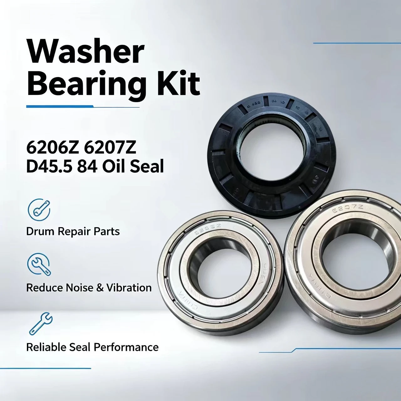 6206Z 6207Z D45.5 84 Bearing Kit With Oil Seal For Washing Machine Washer Replacement Parts
