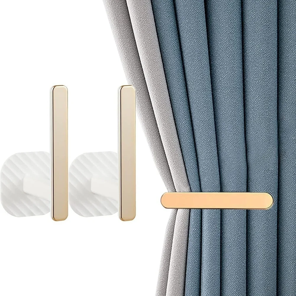 

Набор из 2 золотых L-образных держателей для штор, крючки для штор без сверления, настенные крючки для драпировок
