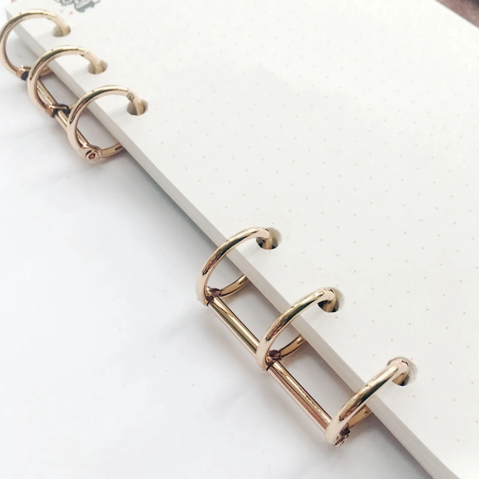 6 Pcs Folder Ring Gold Plated Rings Loose Leaf Binder Binding Book Circles DIY Notepad Alloy Clamp Office