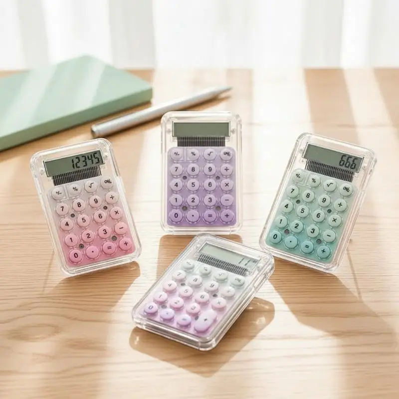 ∘Mini Silent Calculator Portable Cute Lightweight Colorful Pocket Study Tool for Students Office Classroom Math Exam Easy