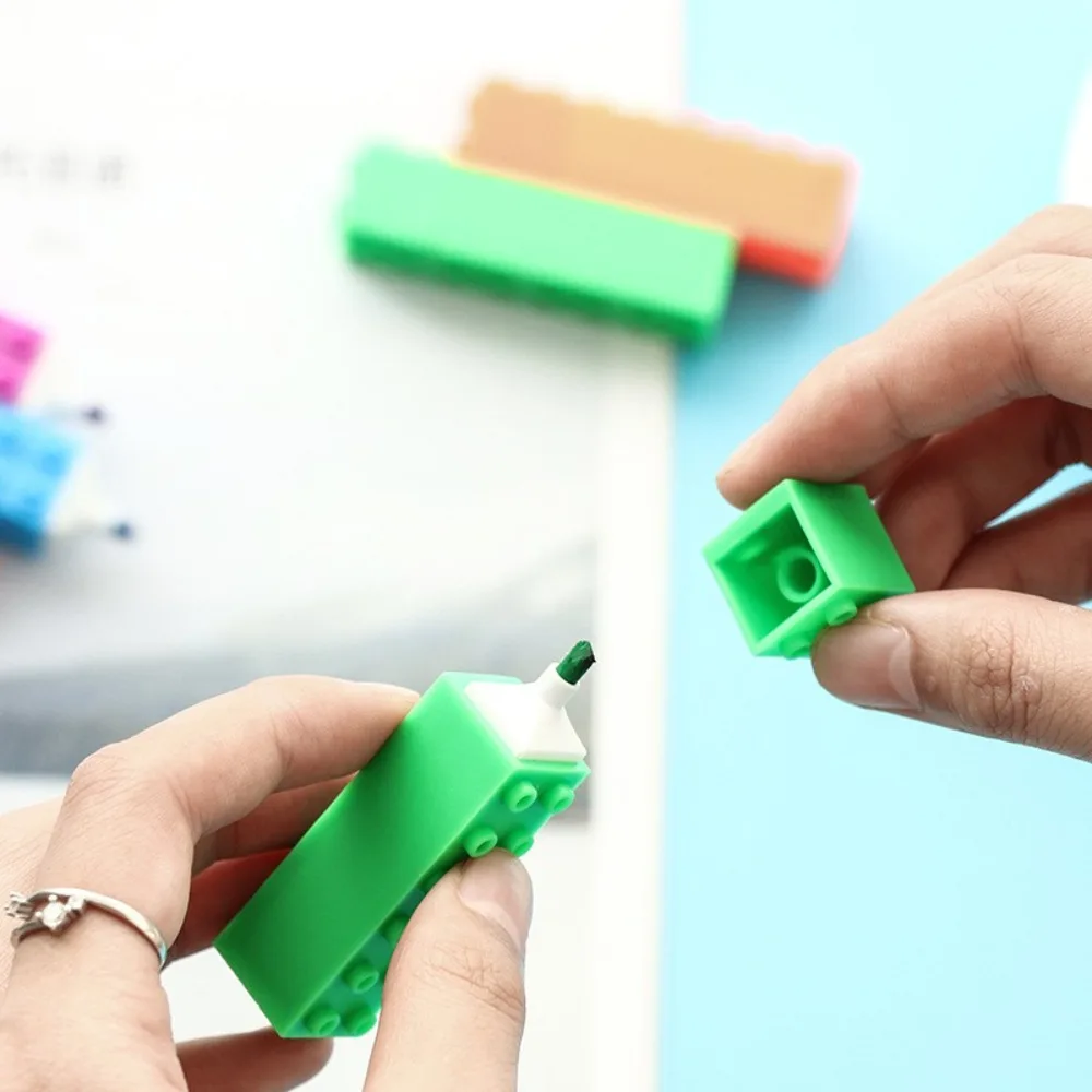 

Creative Plastic Building Up Block Highlighter Pen Drawing Tools Colorful Markers Pen Graffiti Art Stationery Highlighters