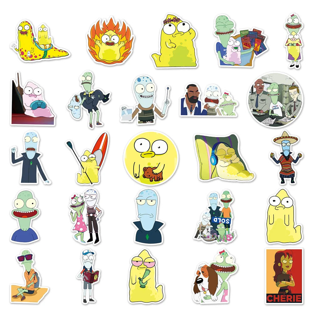 10/30/50pcs Funny Animated Solar Opposites Stickers For Toys Luggage Laptop Ipad Skateboard Fridge Car Stickers Wholesale