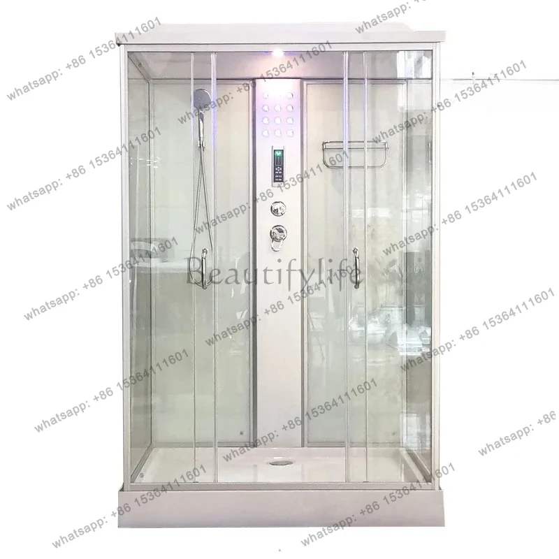 

Bagno domestico chiuso in vetro temperato integrato con doccia rettangolare nordica