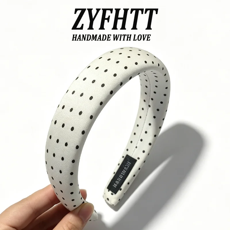 1/4 Stück ZYFHTT Schwarz-weiß gepunktetes Stirnband für Damen, breites Haarband, modisches Haarband zum Gesichtwaschen, Haarreifen, Haar-Accessoires – Detail 8