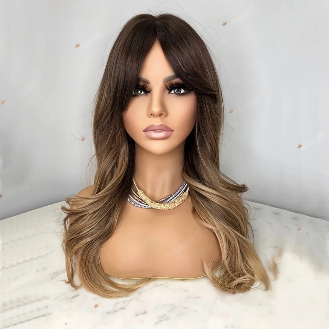 

Ombre Brown Body Wave 18inch 150 Density 5*5 Lace Front Hair 100% Human Hair Wig with Baby Hair Pre-Plucked Soft Hair Wig