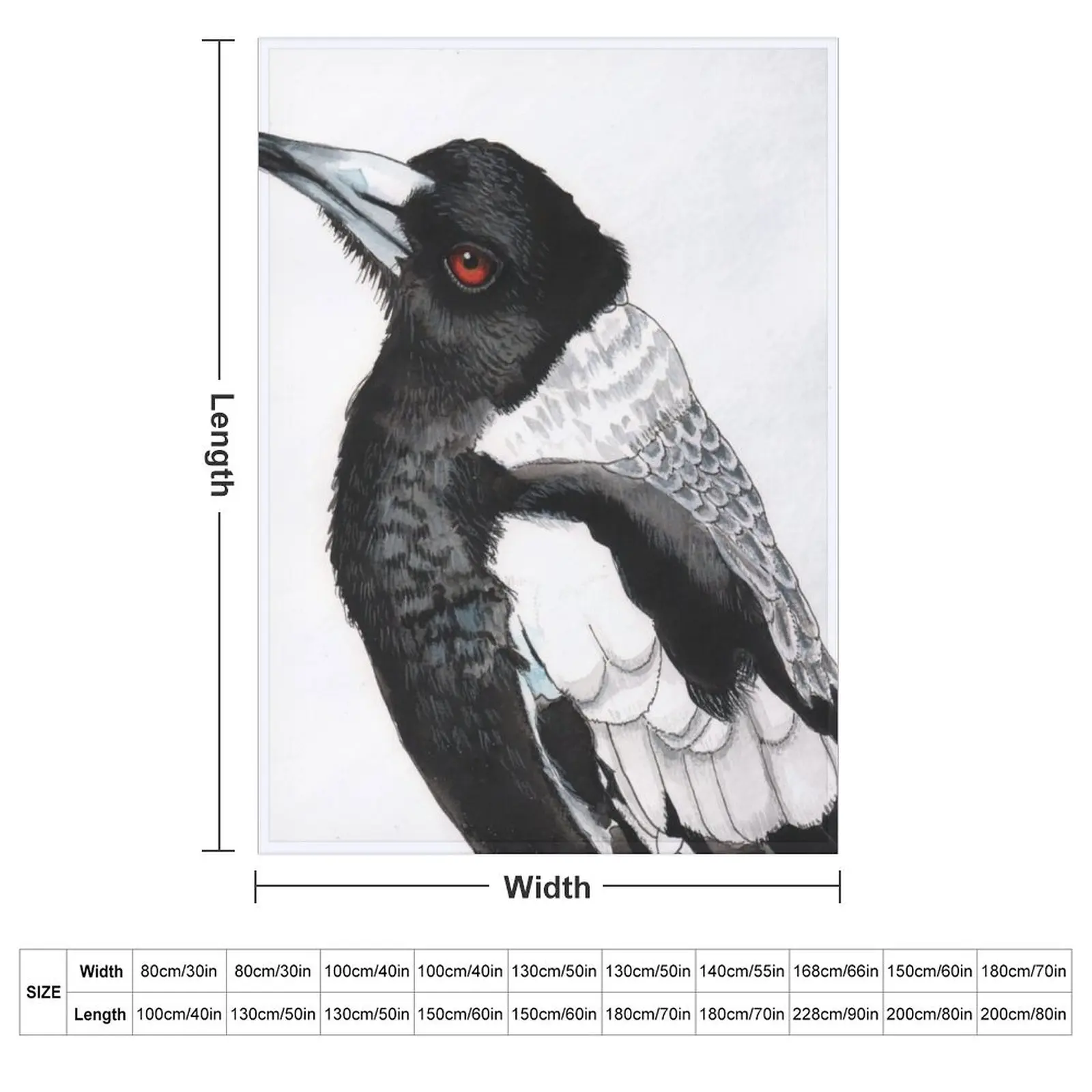 Magpie Australian Bird Black and White Throw Blanket Single Blankets Sofas Of Decoration Decorative Sofas Sofas Blankets