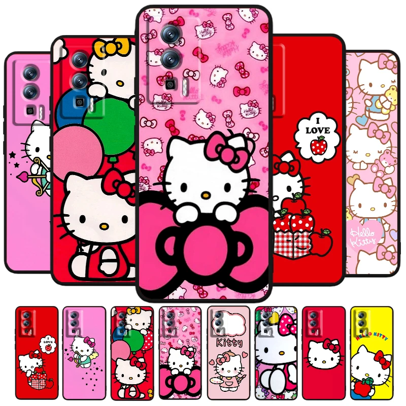 Hello Kitty Cartoon Cute For Xiaomi Redmi 9A 9C 9AT 10C 9 9T 10 12C 13C A3 12 K60 A1 K50 K40 5G Black Funda Phone Case