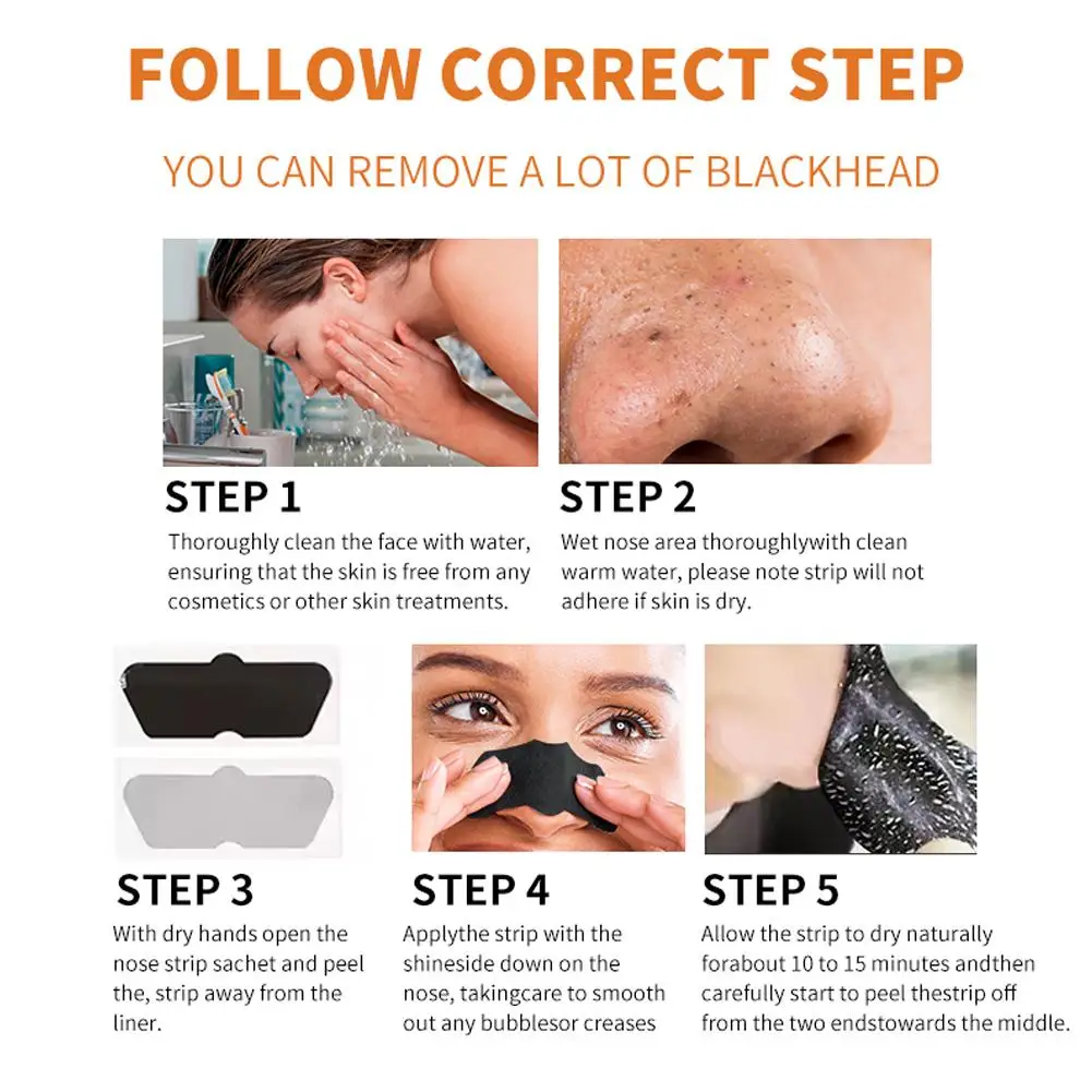 10Pcs Bamboo Carbon Nose Blackhead Remover Mask Nasal Strips Black Head Peel Off Sticker Face Acne Whitehead Pore Clean Patch