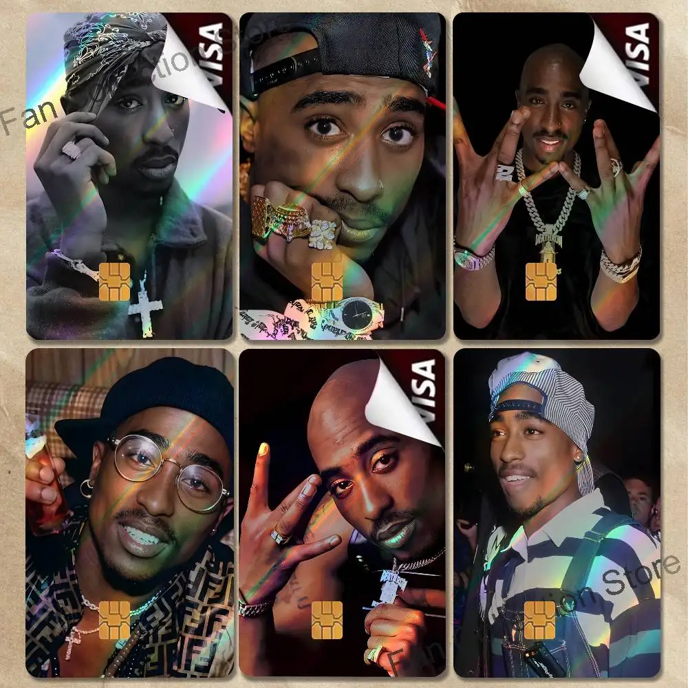 Rapper T-Tupac High Quality Anime Laser PVC Sticker Film Skin Cover for Metro Debit Credit Card  Access Card