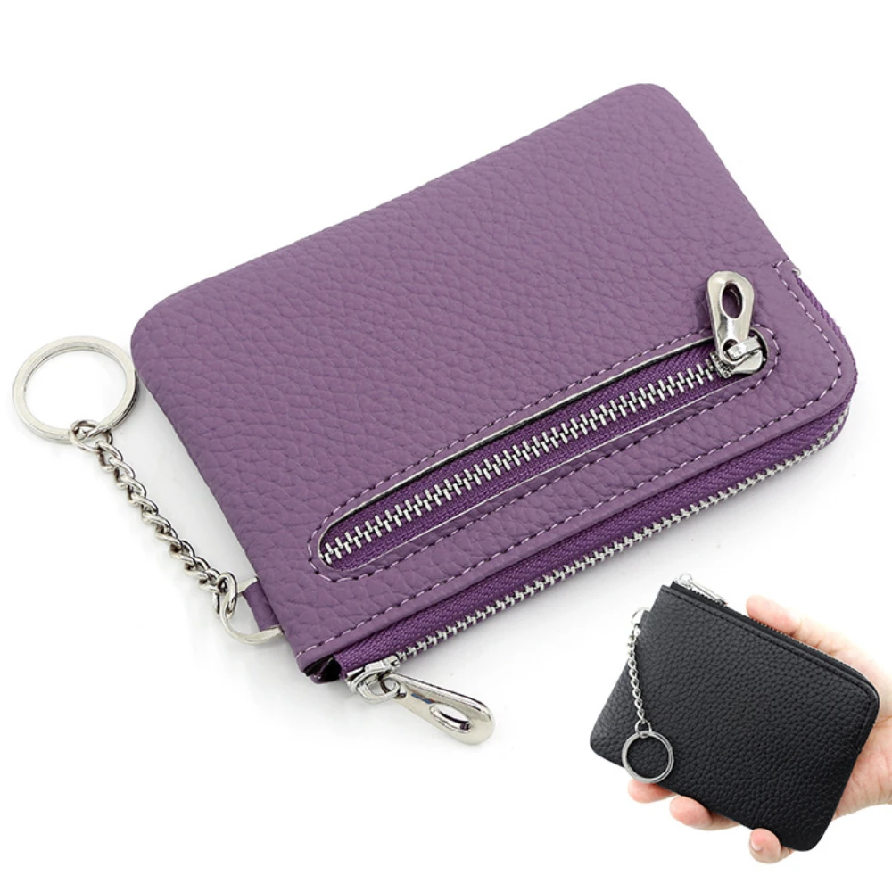 Fashion PU Leather Coin Purse with Key Chain Fashion Women Wallet Card Holder Key Earphone Lipstick Data Cable Bag Coin Pouch