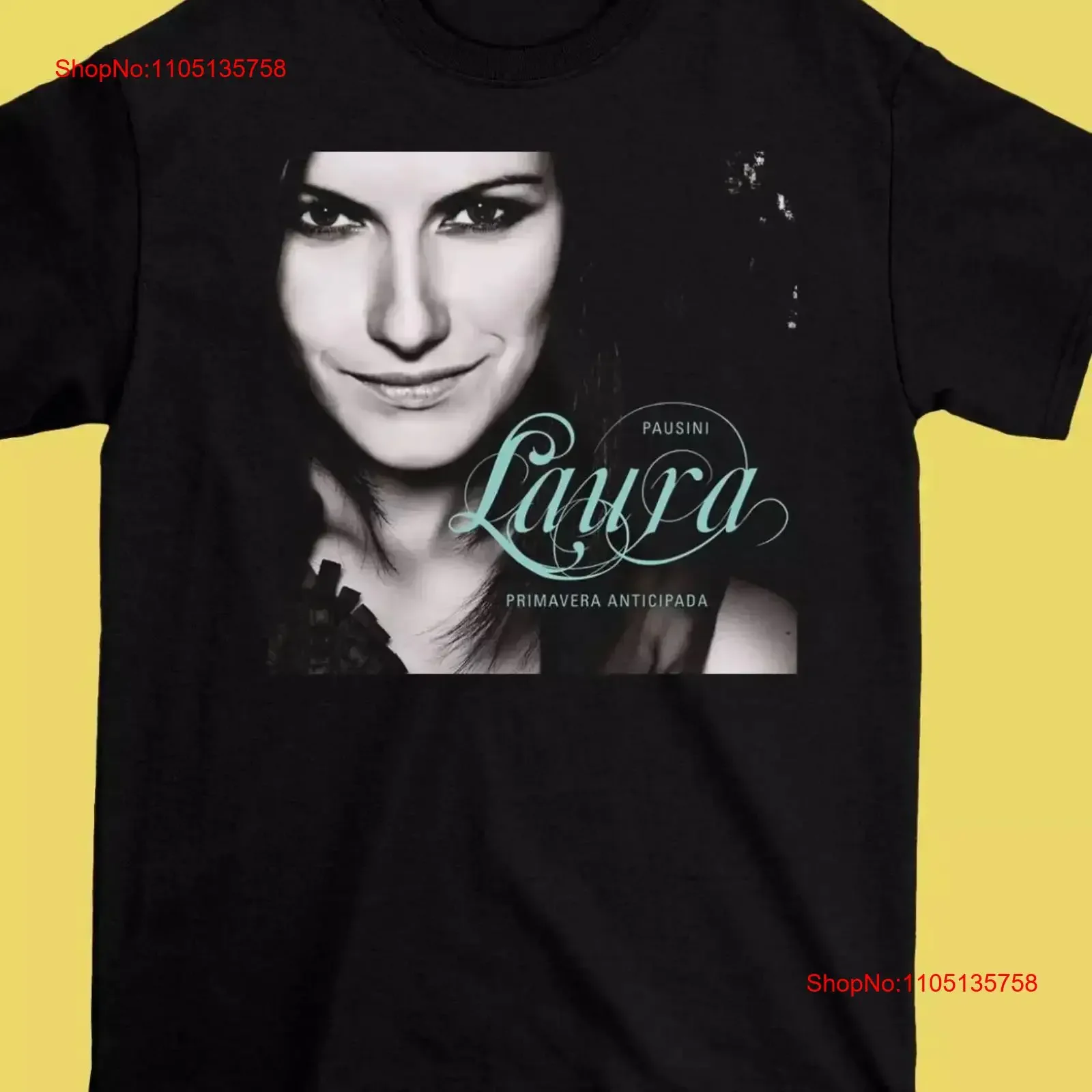 LAURA PAUSINI PRIMAVERA Fans S 2345XL camiseta negra vintage lavada versátil ligeramente moda elegante Casual cómodo