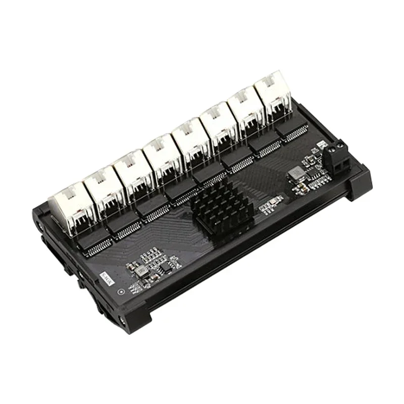 AS-HS8G 45 degree ethernet port Industrial Switch 8 ports Gigabit DC AC power supply IP52 PLC Partner DIN rail Ethernet Switch