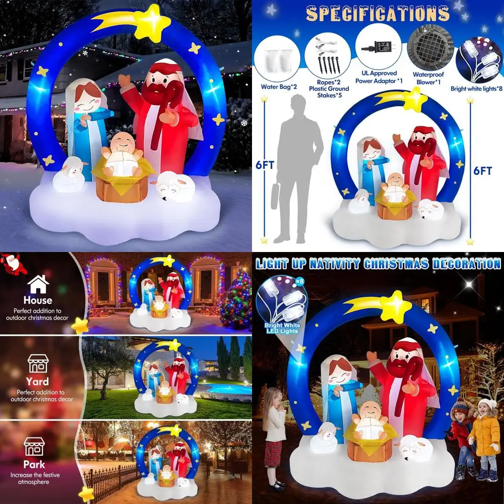 

Christmas Outdoor Nativity Scene with LED Lights, Star of Bethlehem, Yard Lawn Decorations