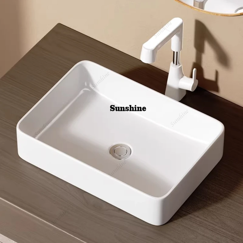 Rectangular small size countertop basin Ceramic household bathroom Small wash basin