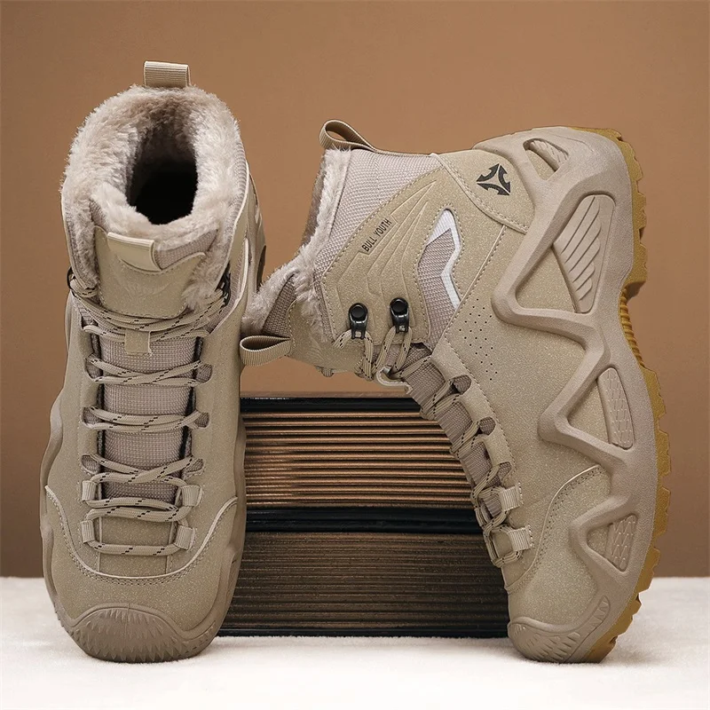 أحذية تكتيكية للرجال من الفرو الدافئ مع أشرطة للتدريب القتالي وأشرطة مقاومة للماء أحذية المشي لمسافات طويلة في الهواء الطلق دراجة نارية متعددة الوظائف #3