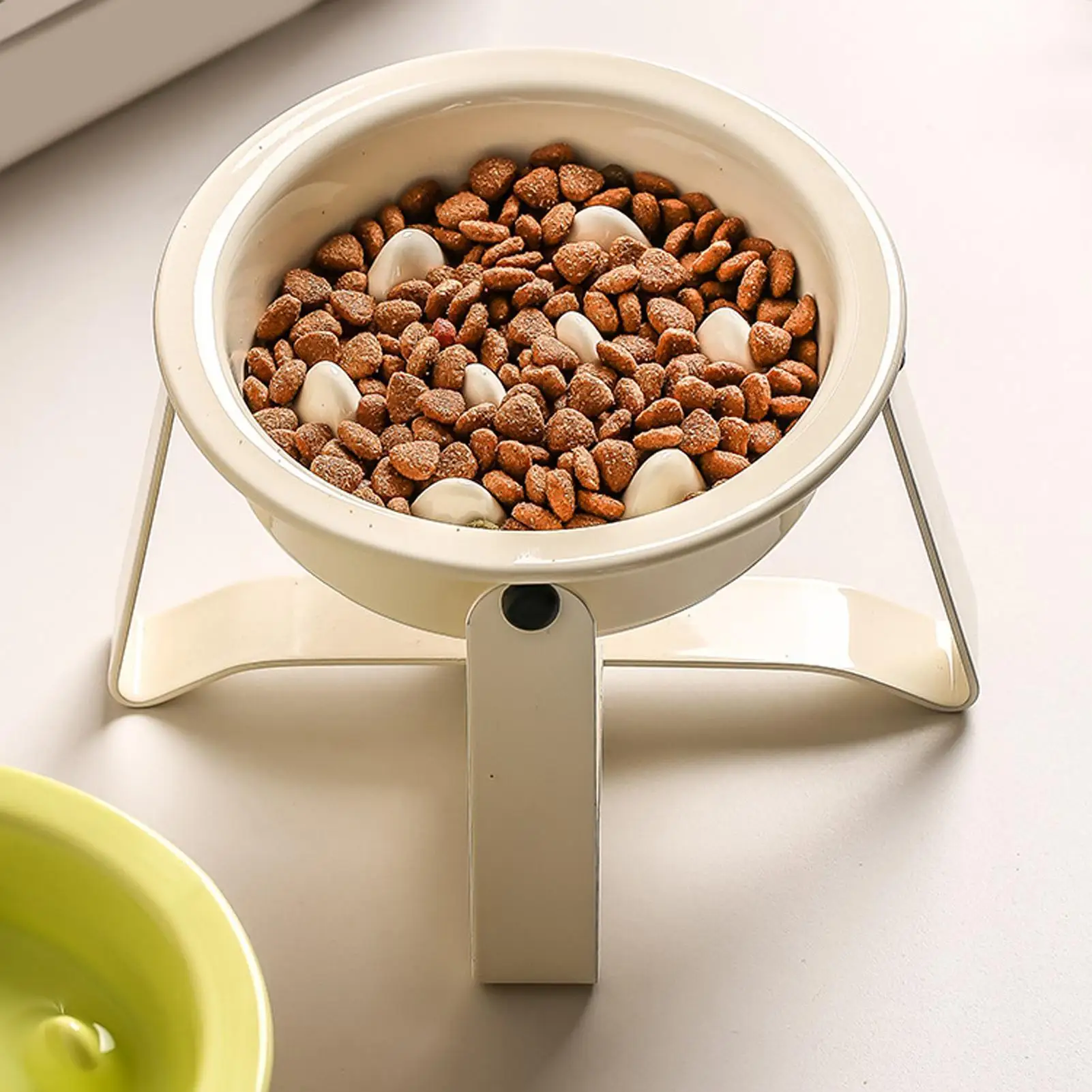 

Миска для медленной кормушки для собак, керамическая металлическая миска для собак с защитой от удушья, кормушка для посуды с железной подставкой для путешествий, в помещении, столовой, квартиры, кухни