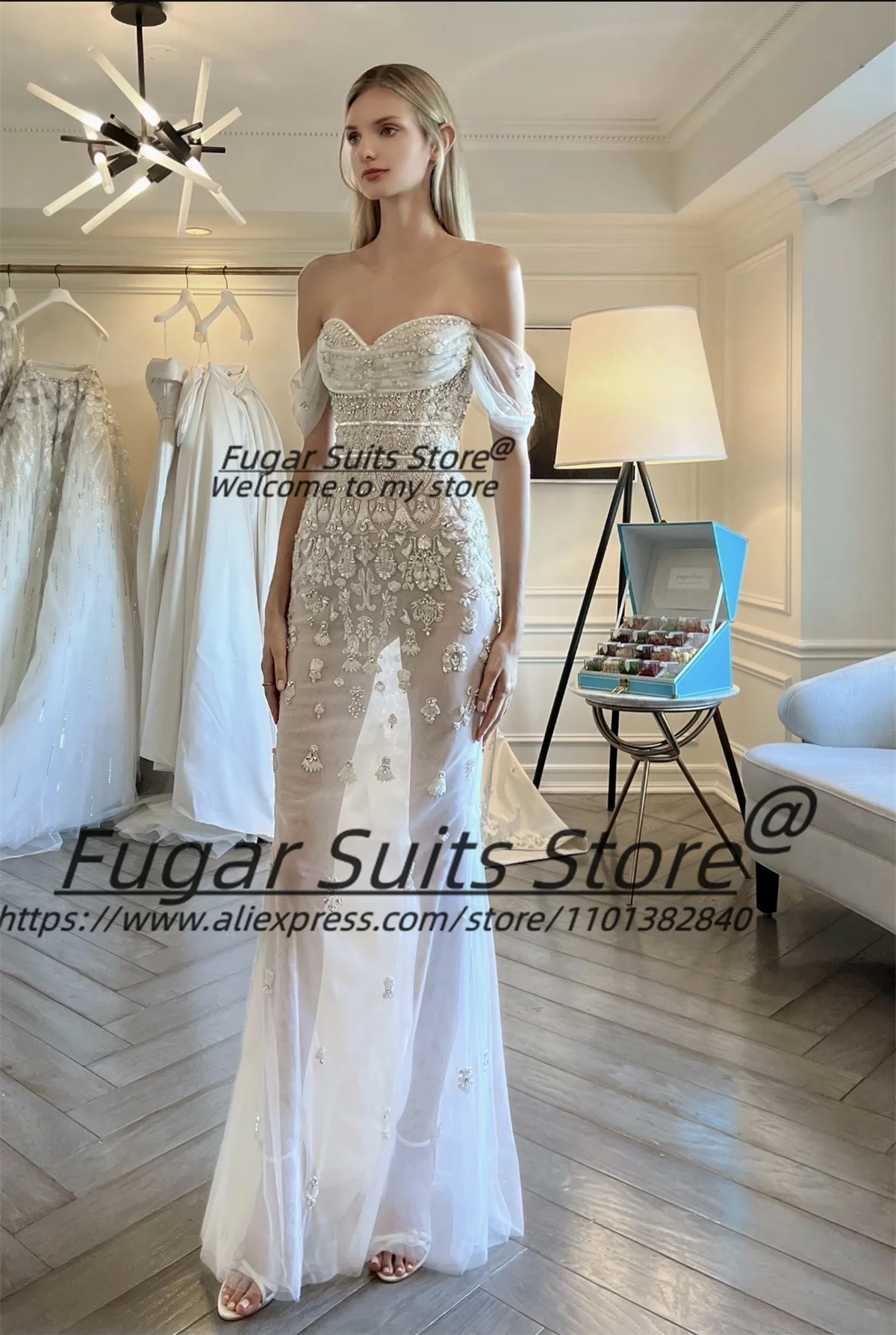 Sexy Romantic Ball Princess Sparkling Beaded Wedding Dresses Luxuly Fashion Detachable skirt yarn vestidos novias boda