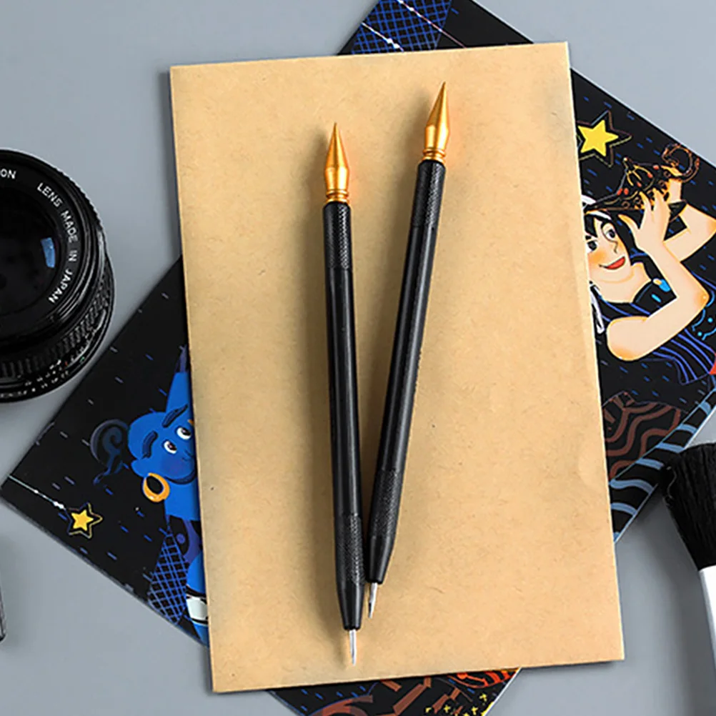 

6pcs Scratch Gold Needle Drawing Scraping Pens Dual Use Drawing Scraping Tool for Art Projects Light Easy to Use