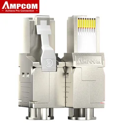 Модульные Разъемы AMPCOM RJ45, разъемы Cat6 Cat6A CAT7 CAT8 STP для сети, без инструментов, Разъемы Ethernet, кабель Интернет, инструмент бесплатно