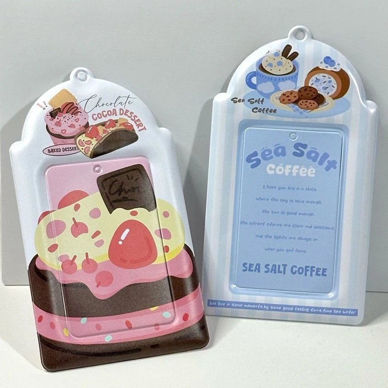 2pcs Cute Cartoon Cake Photocard Holder Polaroid Photo Storage Case Simple 3 Inch Kpop Idol Card Protector image 2