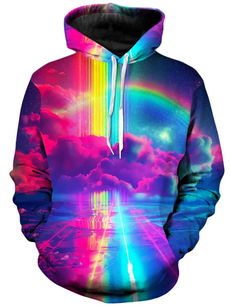 3d Printed Rainbow Colorful Palm Tree Graphic Hoodies For Male Tops Casual Men Women Hip Pop Fashion New In Sweatshirts Hoody