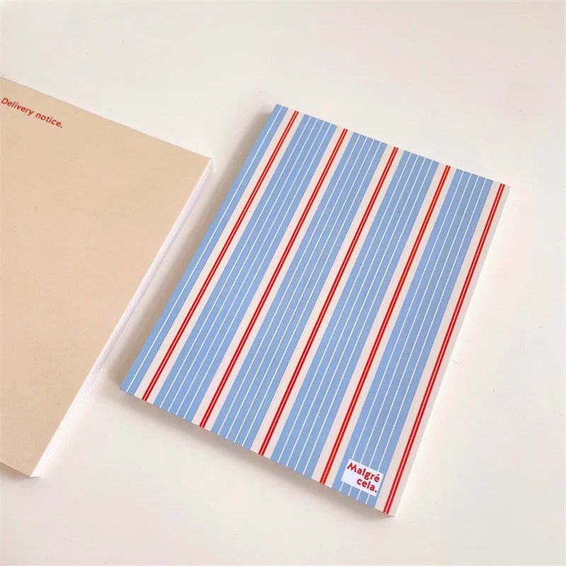 ​ins Cute Cherry Striped Plaid Memo Pad Creative Message Paper Student To Do List Mini Notepad School Stationeries 50 Sheets