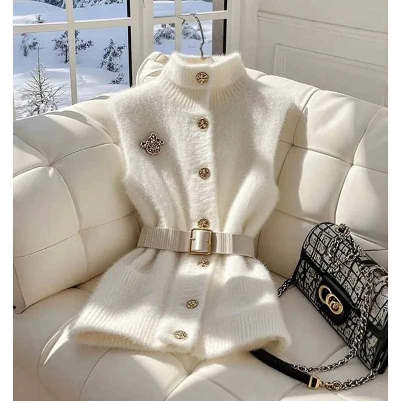 

Новый женский белый жилет с высоким воротником, женский модный сезон, модный многослойный мягкий и удобный стеганый жилет, пальто с круглым вырезом