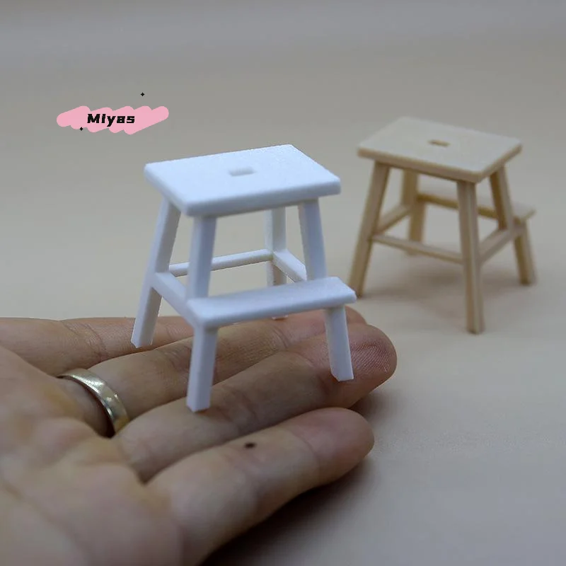 Miniature Dollhouse Double-Layer Holding Stool Plastic Footstool Sit Chair for Doll House Decorative Step Stool Home Accessories