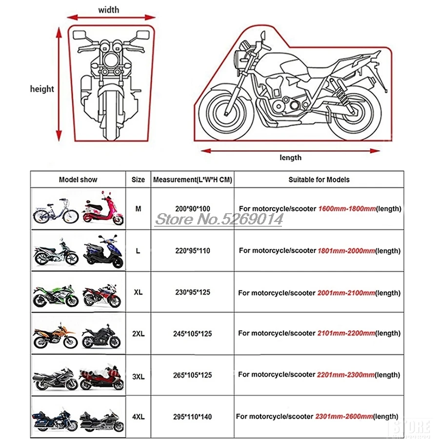 Motorcycle cover UV-anti Waterproof Rainproof for Voge 300 Rally Ktm Tpi Bmw G310Gs Atv And Utv Accessories Yamaha Xmax 125