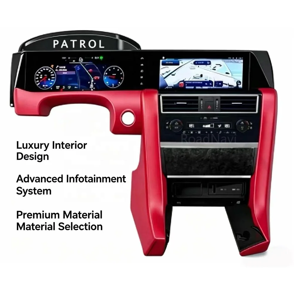 RoadNavi 24.6 Inch Dual Screen for Patrol Y62 QX80 2012-2024 Android Car Radio Auto Digital Meter Cluster Dashboard