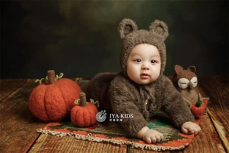 Recém-nascido Fotografia Props Romper, Bear Bodysuits, Outfit para bebê menino e menina