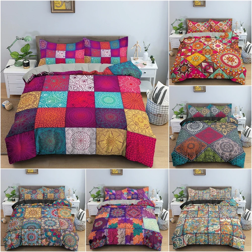 

2/3Pcs Ethnic Mandala Bedding Set Bohemian Quilt Cover For Bedroom Luxury Duvet Cover Set King Queen Twin Size Bedclothes