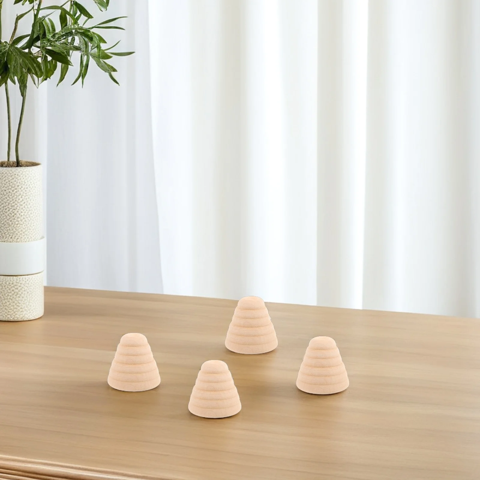 

4pcs Beehive Decor Honeycomb Ornament Natural Wood Mini Farmhouse Tiered Tray Display For Home Living Room Shelf Hive Garden