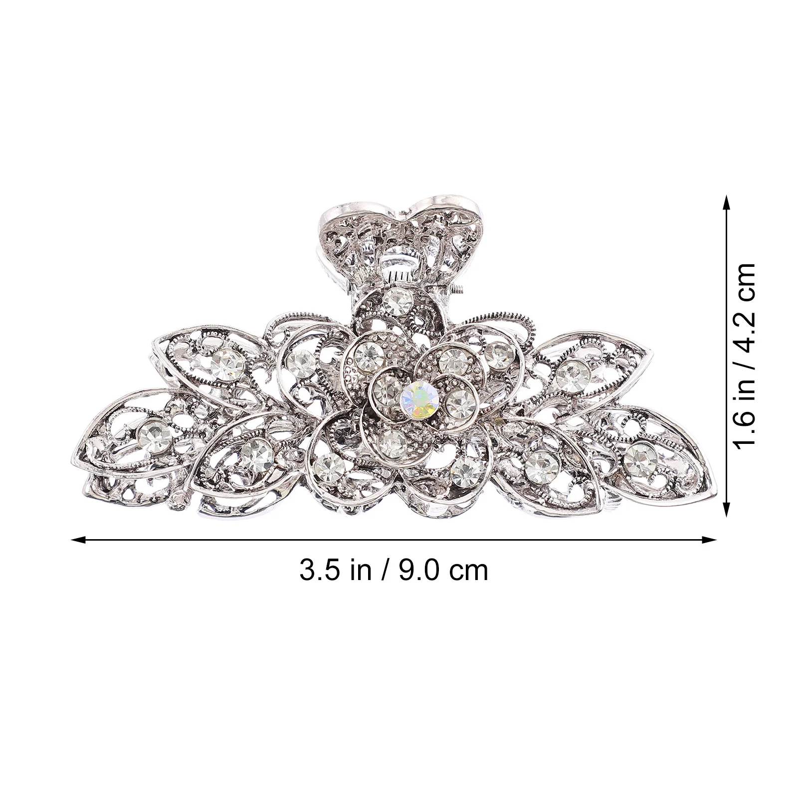 2개 레트로 라인스톤 꽃 모양 헤어 클립 스타일리시 바레트 요리 작업 샤워 휴일 생일 꽃 모양 헤어 클립