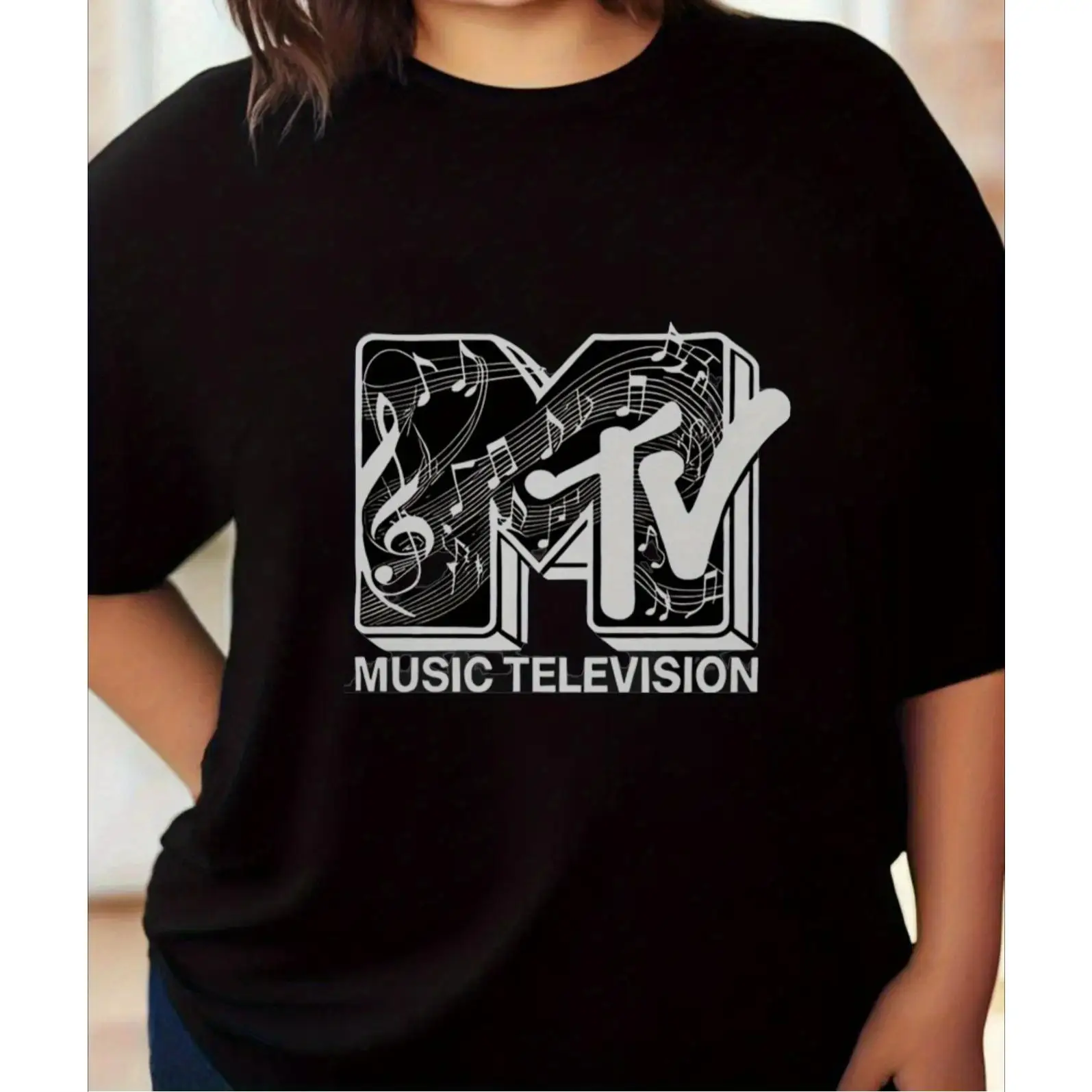 

Women'S Clothing, Mother'S Day, Beach Casual Short-Sleeved, Pure Machine Washable MTV Logo T-Shirt