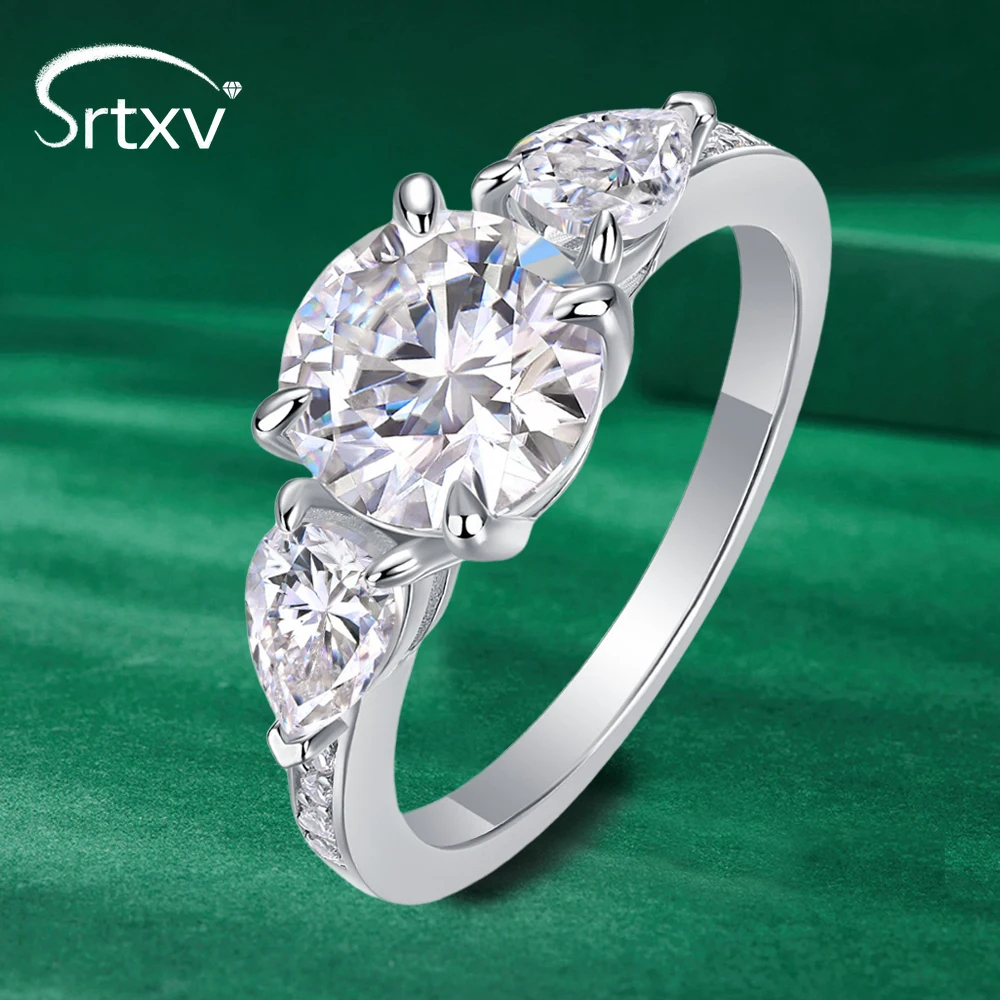 

Sparkling 2CT D Color Moissanite Rings For Women S925 Sterling Silver Engagement Promise Wedding Diamond Ring Band Gifts Jewelry