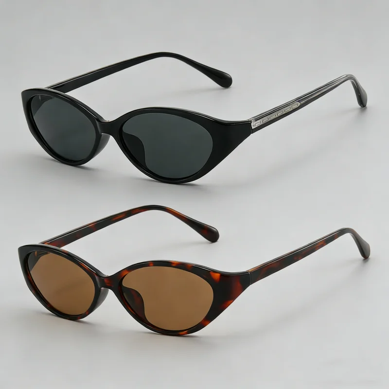 

Luxury Brand Designer Oval Sunglasses for Women Fashionable Cat-Eye Small Frame Premium-Feel Clip-On Acetate Sun Glasses