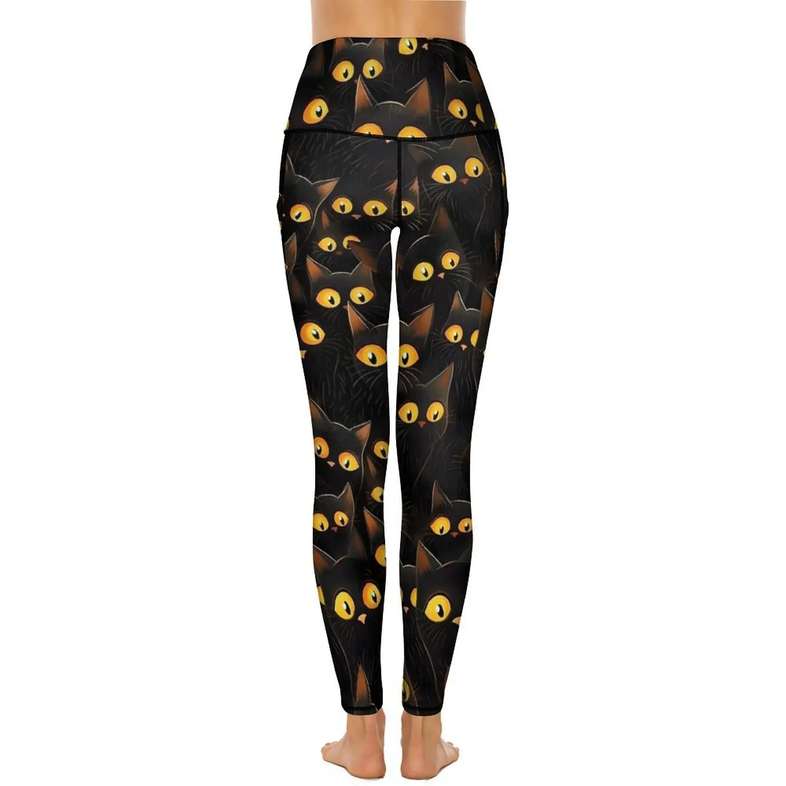 Halloween Dark Cats-legging Sexy push-up yogabroek Ademende stretchlegging Dames bedrukte fitness-sportlegging