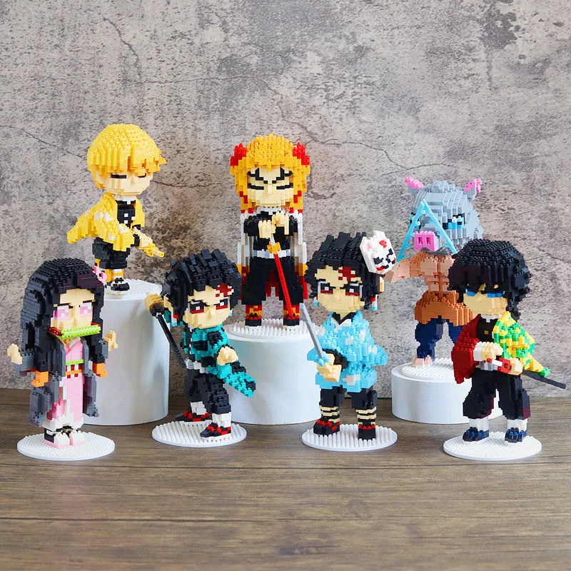 Anime Figure Demon Slayer Building Blocks Kimetsu No Yaiba Kamado Tanjirou Nezuko Zenitsu Kyoujurou Blocks Toys Kids Gifts