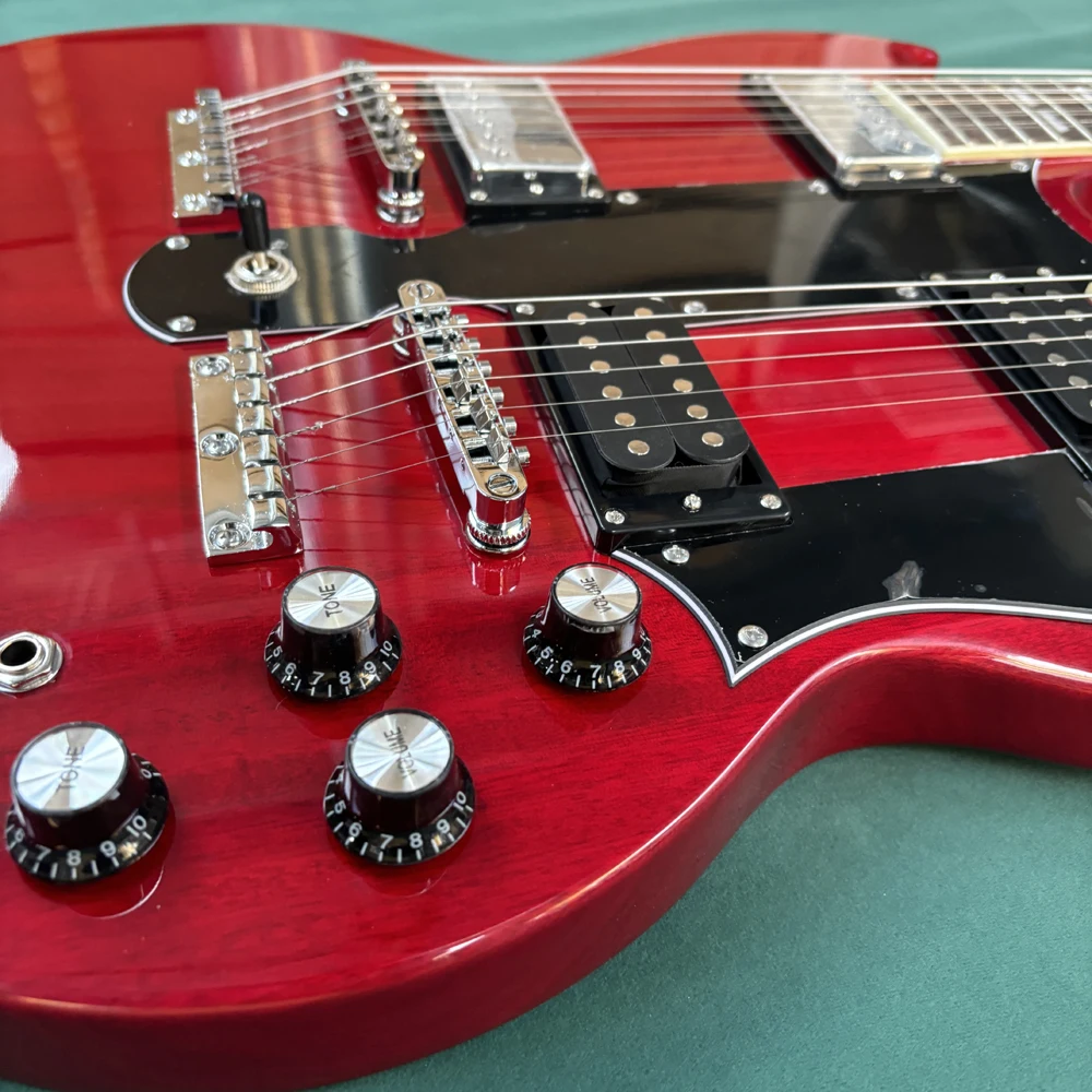 Double-neck guitar high-quality hardware, smooth frets, stable tuning, comfortable neck, balanced tone