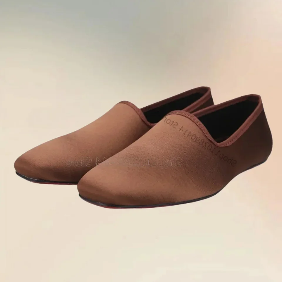 Three Colors Silk Concise Style Men Shoes Fashion Slip On Men Shoes Comfortable Handmade Party Banquet Office Men Casual Shoes