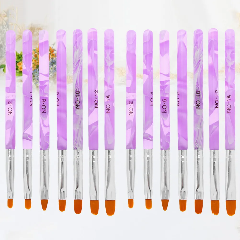 

14Pcs Professional Nail Art Brush Set Round Tip Gel Polish Brushes for Uv French Nails 3D Flower Plaid Design Home Salon DIY
