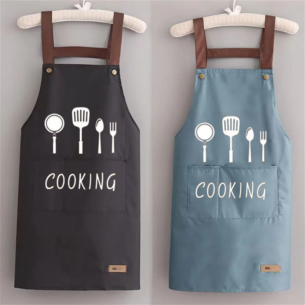 2023 New Fashion Kitchen Aprons for Women Men Chef Work Apron for Grill Restaurant Bar Shop Cafes Beauty Nails Studios Uniform