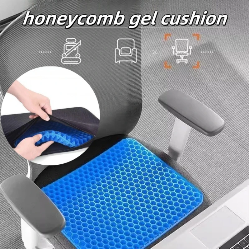 Atmungsaktives Sitzkissen zur Linderung von Rückenschmerzen, Sommerkühlgel, Memory-Schaum, für Auto, Büro, Rollstuhl, Stütze, Steißbein-Komfort