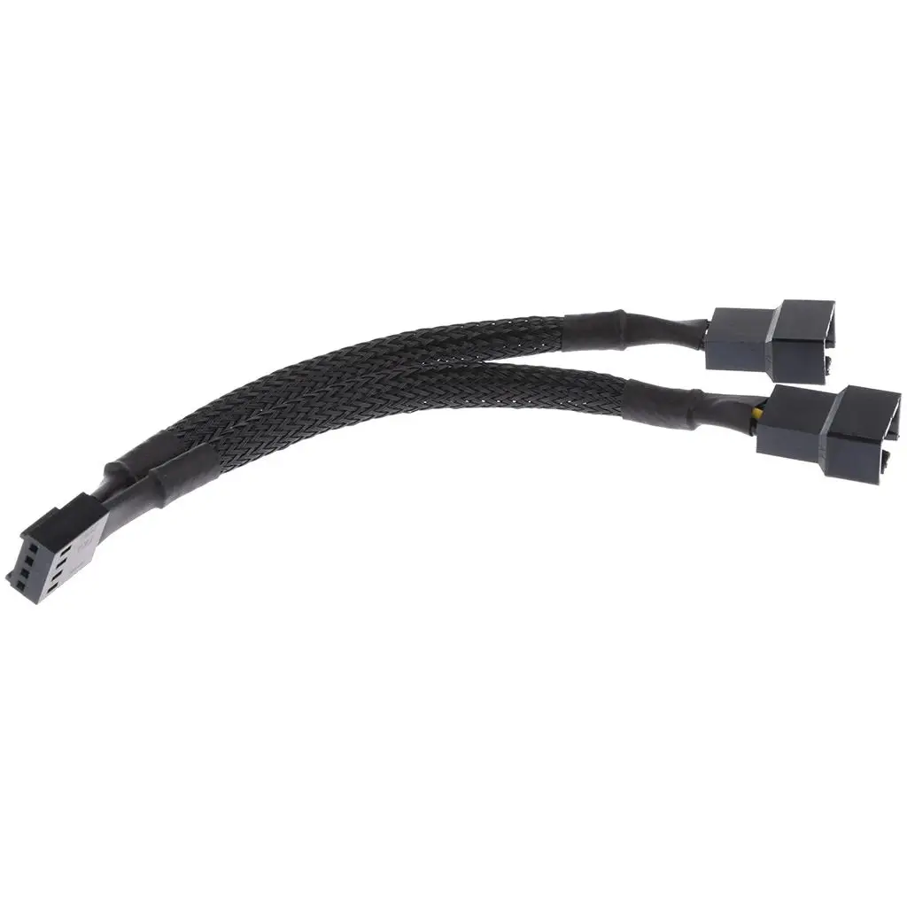 Cavo di alimentazione ventola computer splitter a Y da 15 cm a 4 pin da 1 a 2 maniche nere