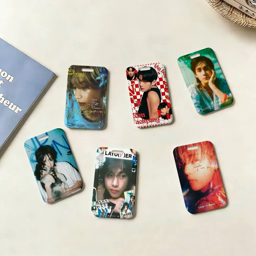 Singer Kpop K-Kim T-Tae H-Hyung V Holder ID Name Tag Cover Company Work Card Holder for Staff Employees Bus Card Sleeve with