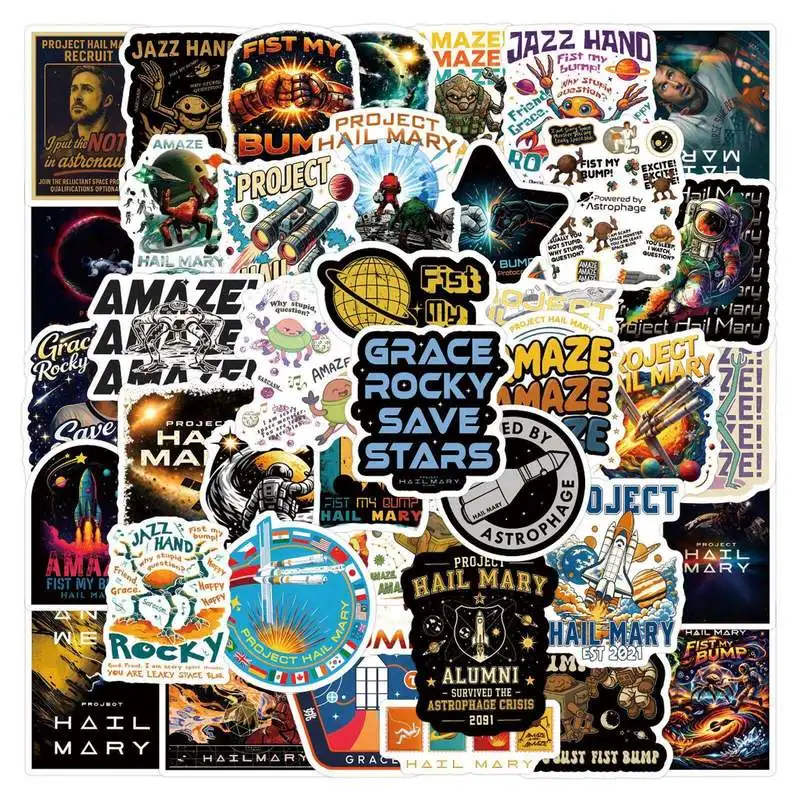 

55pcs Project Hail Mary Graffiti Sticker Set Doodle Decal For Laptop Suitcase Water Bottle Book Decor Gift Fan Collection