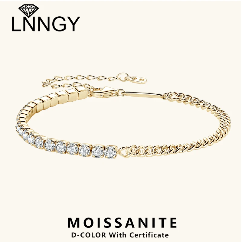 

Женский браслет из серебра 925 пробы, с муассанитом 3 мм