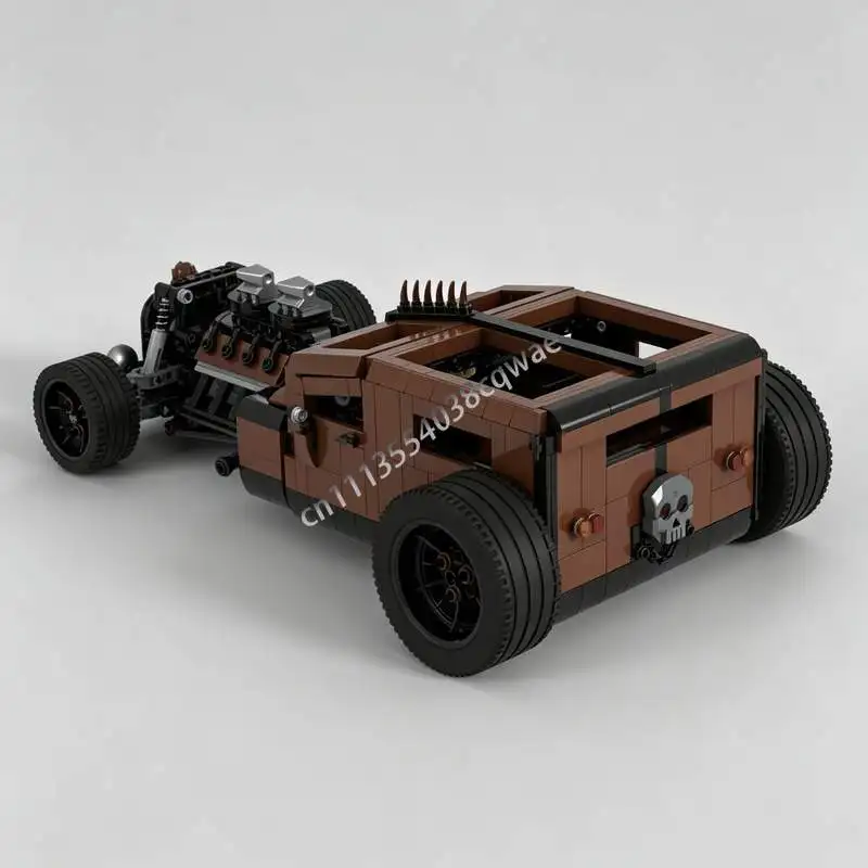 1576Parts Desert Pirates Hot Rod Car Model MOC Custom Building Blocks DIY Creative Assembly Puzzle Vehicle Toy Collection Gift