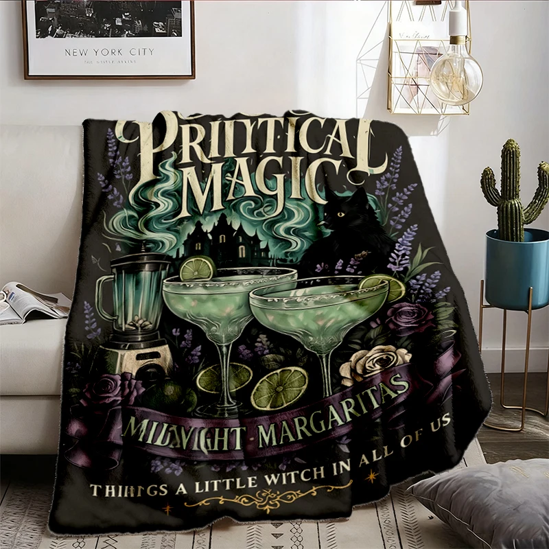 Practical Magic Midnight Margaritas Sleeve Flannel Blanket, Witchy Halloween Flannel Blanket, Movie Lover Gift